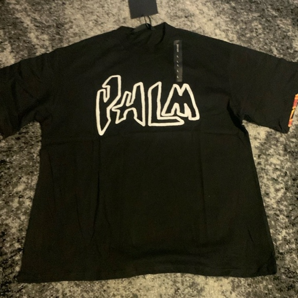 Palm Angels Flaming Black Fire T-Shirt Men’s Size Large